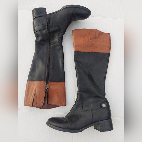 Franco Sarto Shoes - Franco Sarto Leather Boots ZipUp Black and Brown Women sz 7.5